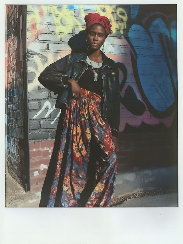 Confident Woman Against Graffiti Wall