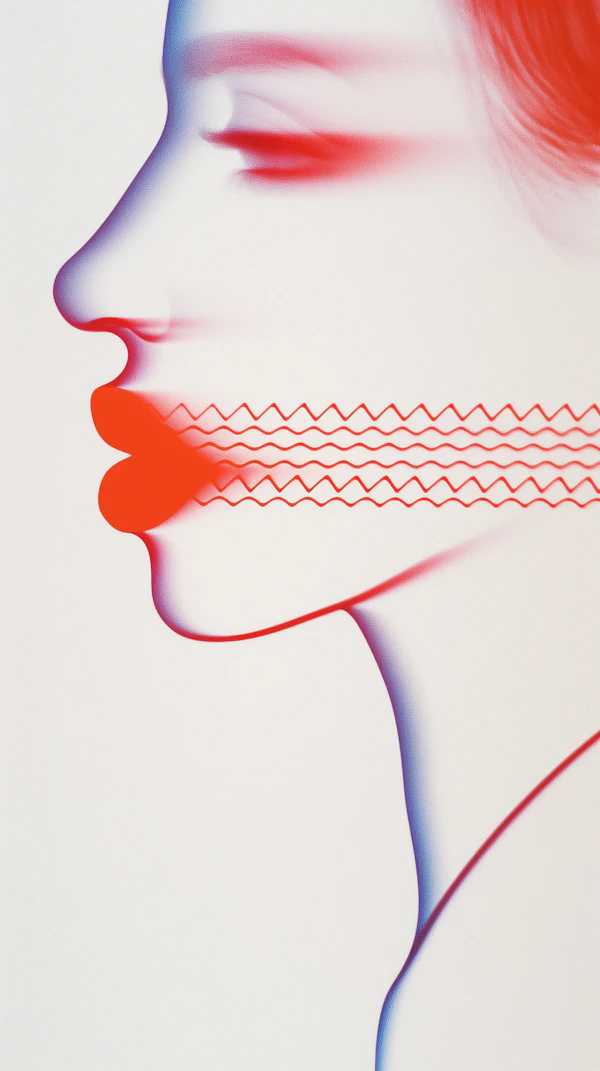 Stylized Human Profile with Sound Waves
