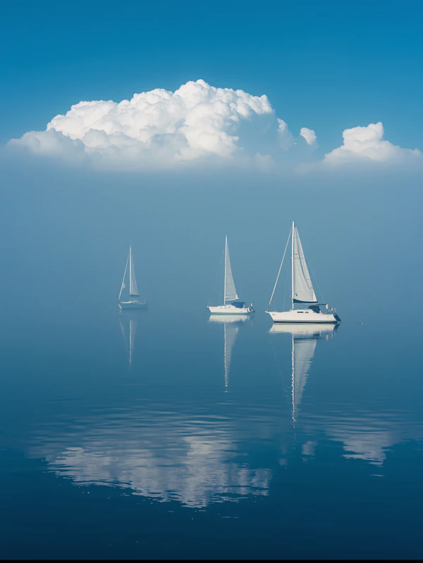 Serene Sailboats Reflection