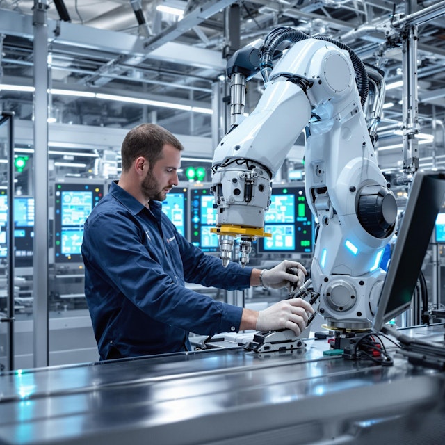 Technician with Robot