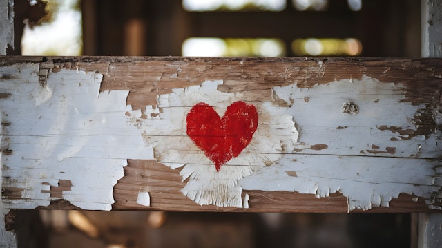 Weathered Heart on Wood