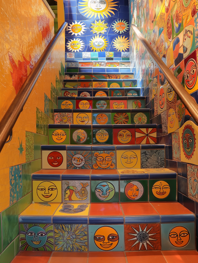 Colorful Tile-Adorned Staircase