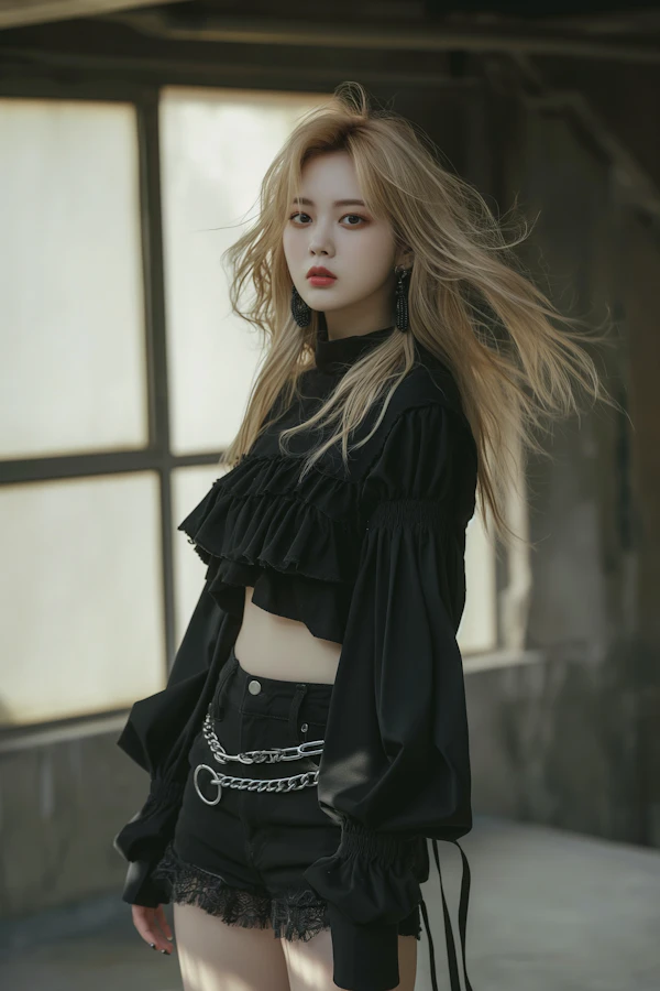 Serene Young Woman in Stylish Attire