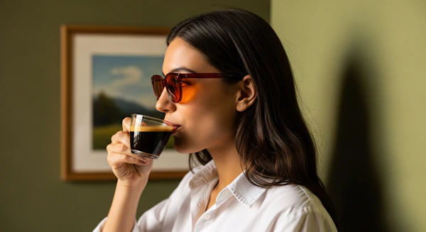 Woman Sipping Espresso