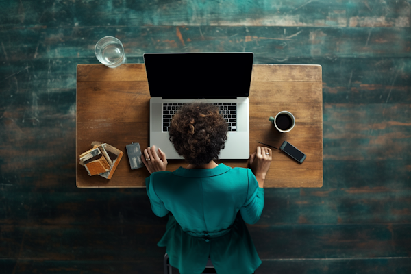 Focused Professional at Organized Workstation