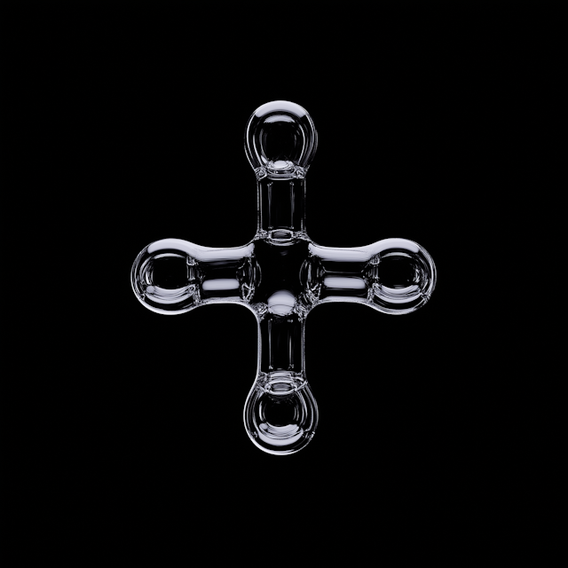 Glass Cross on Black