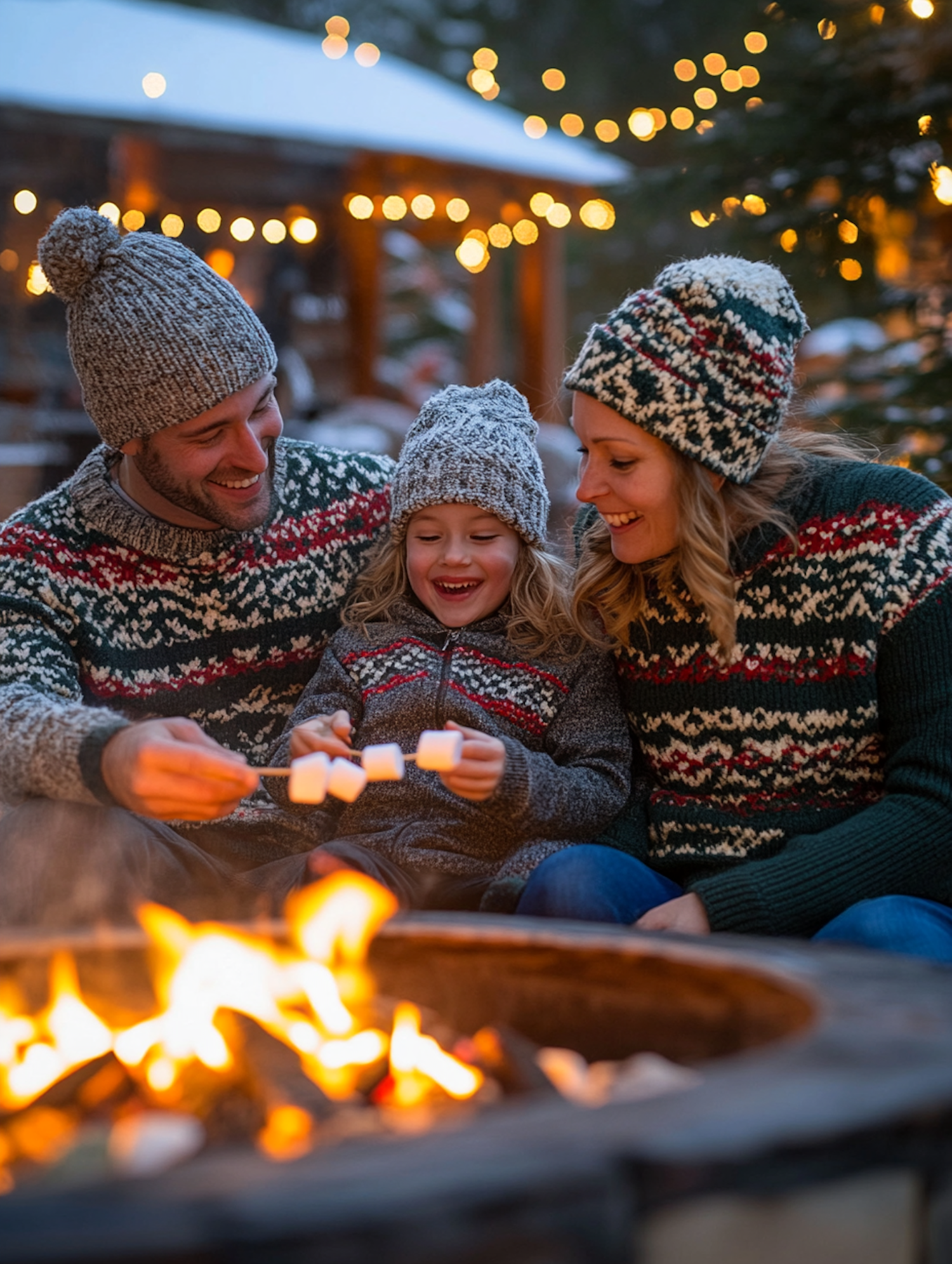 Joyful Family by the Fire