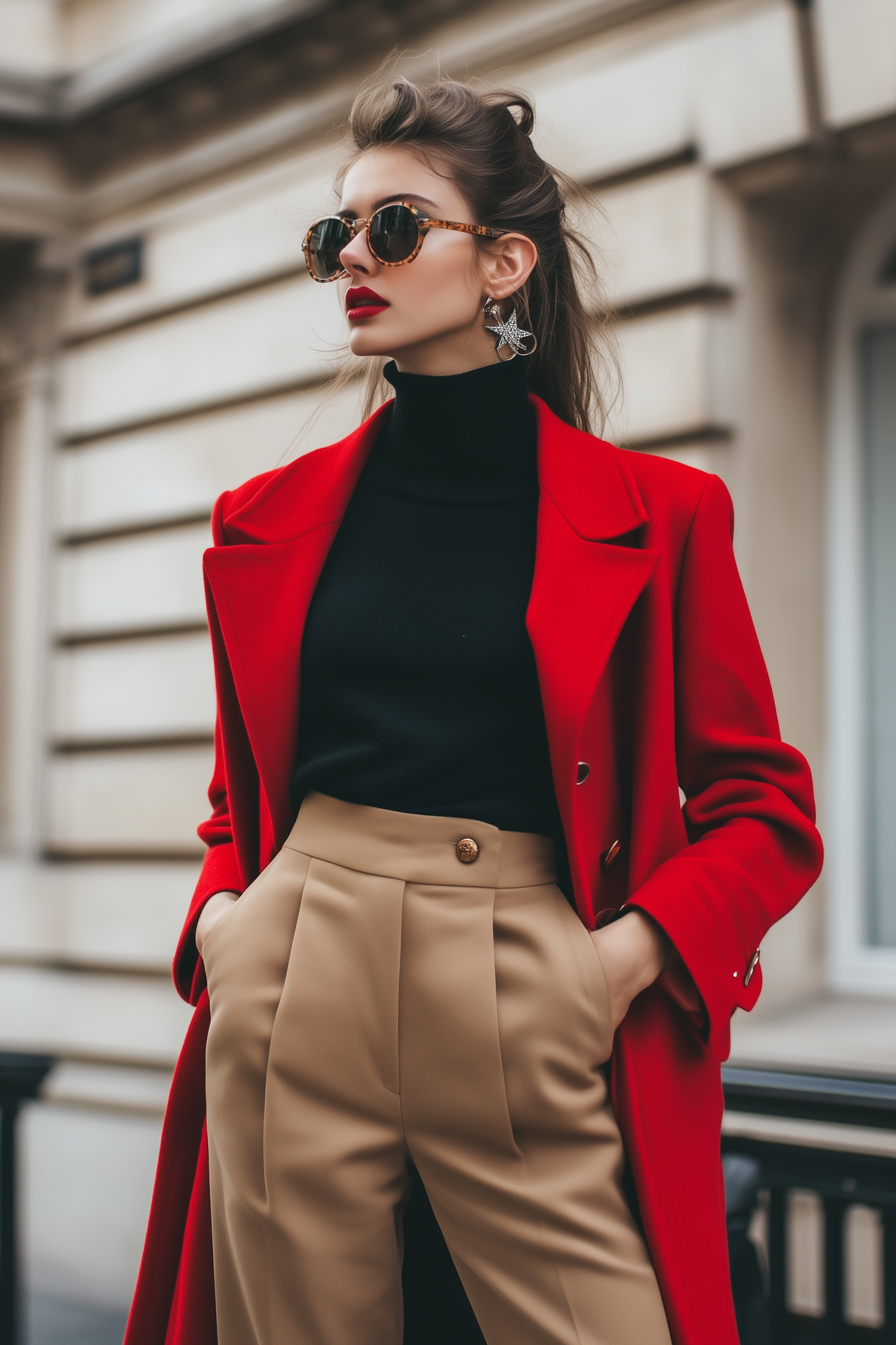 Stylish Woman in Red Coat