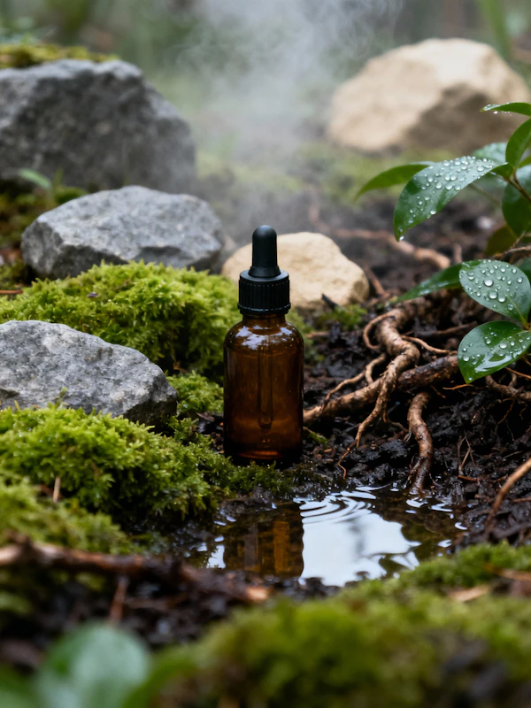 Amber Bottle in Nature