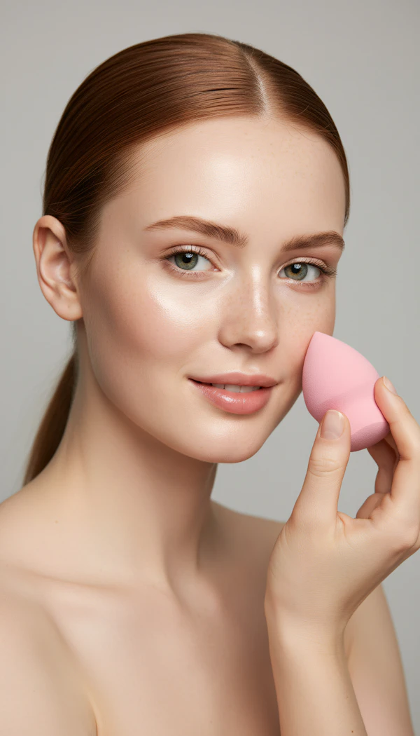 Woman with Makeup Sponge