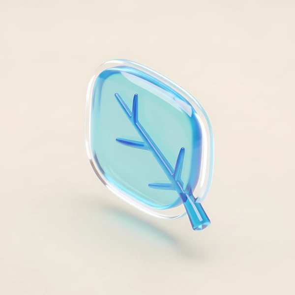 Glossy Blue Leaf Icon