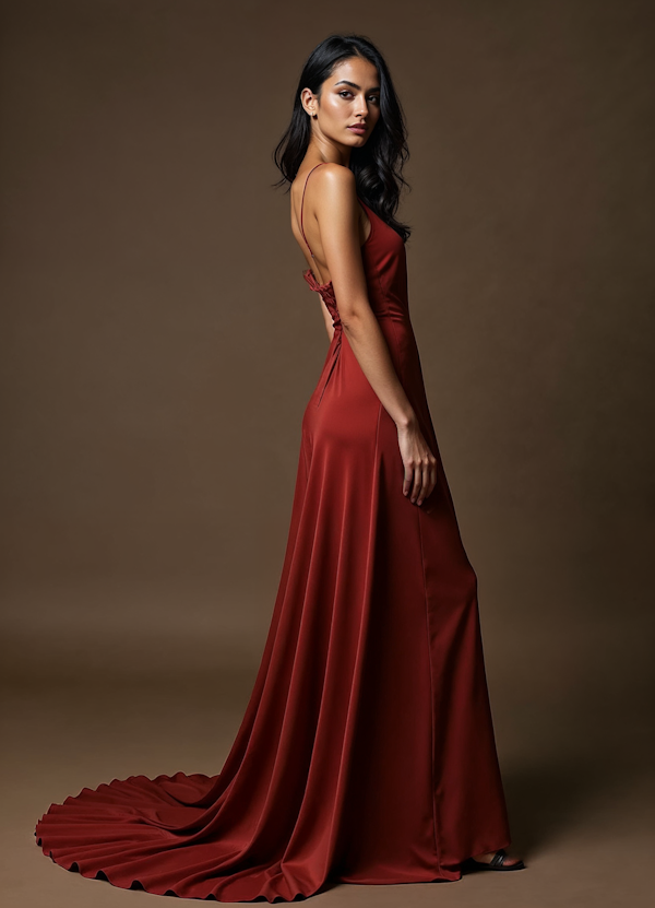 Woman in Elegant Red Gown