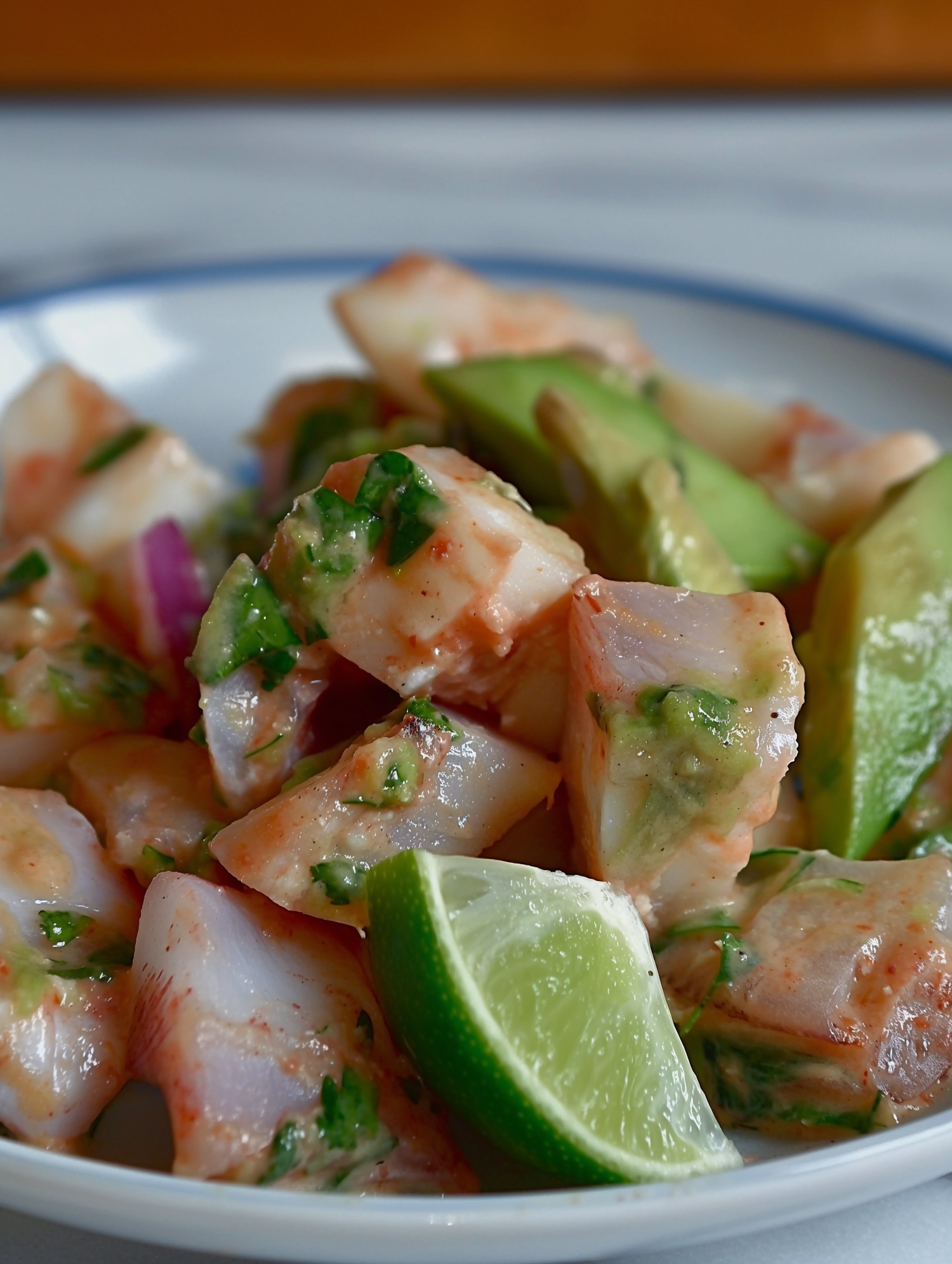 Fresh Ceviche in White Bowl