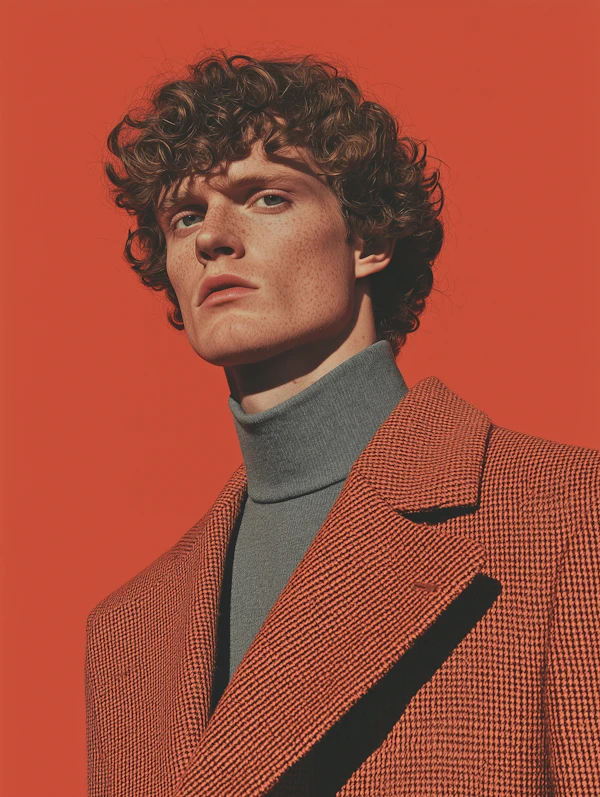 Contemplative Young Man in Orange