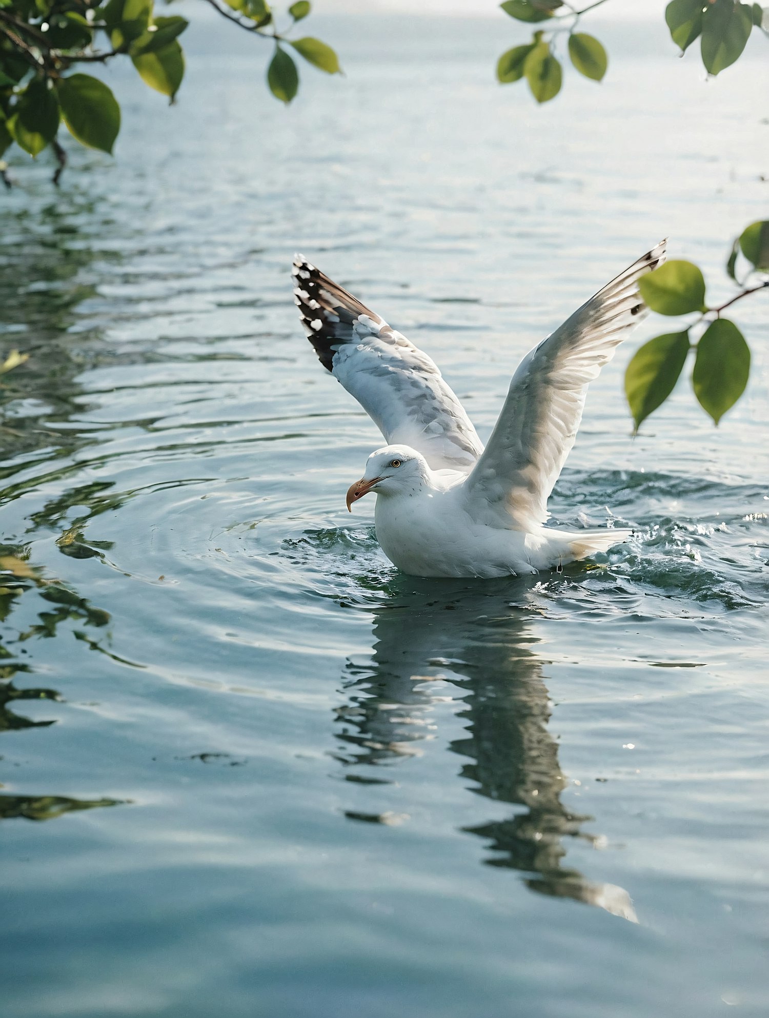 Seagull Landing on Water