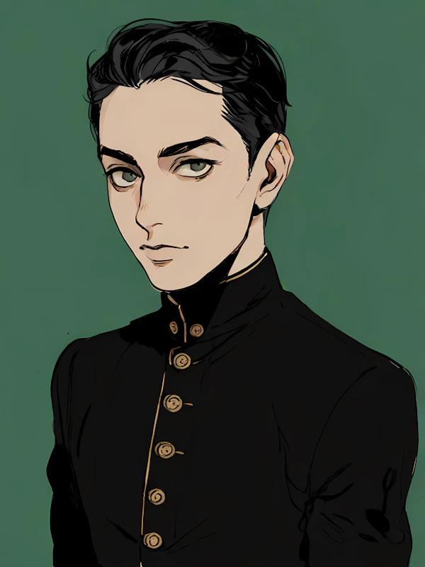 Young Male Character in Uniform