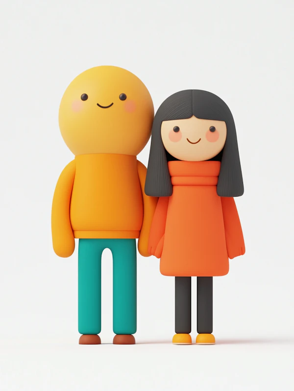 Cartoon Characters Holding Hands