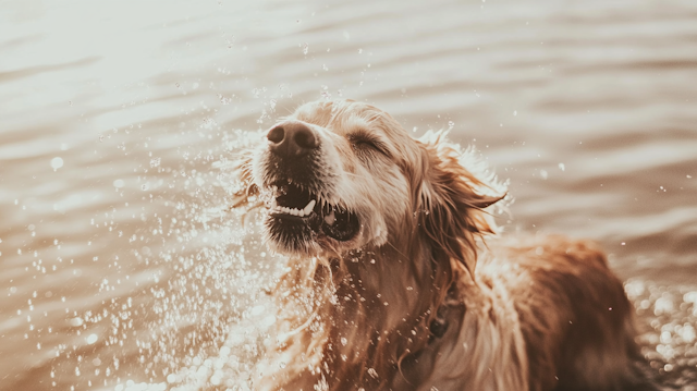 Golden Retriever Mid-Shake