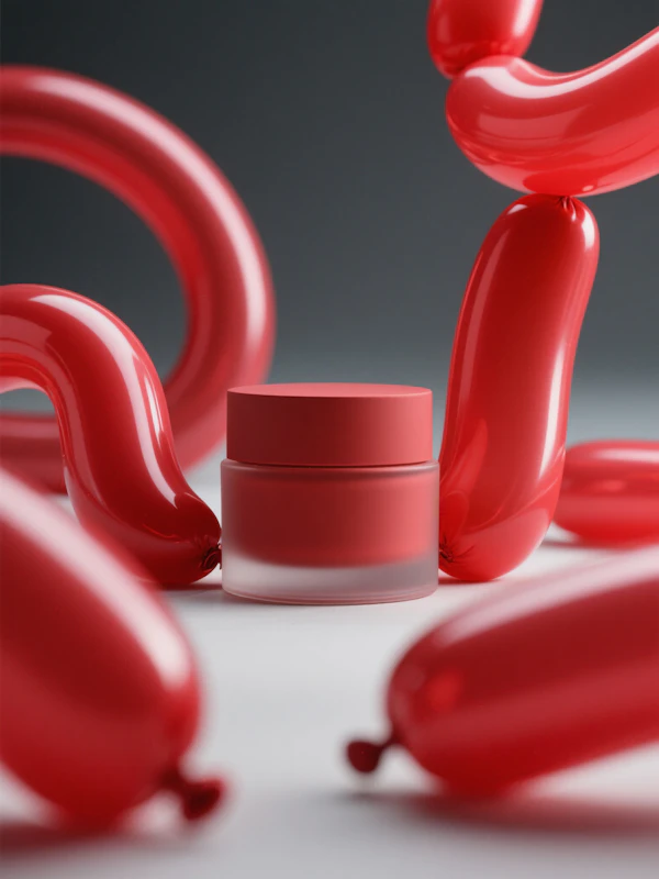 Red Cosmetic Jar Display