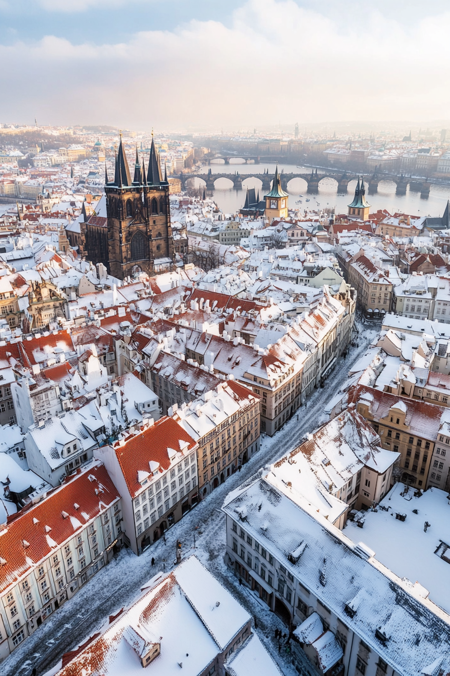 Historic European City in Winter