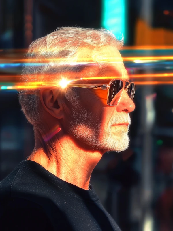 Contemplative Older Man in Dramatic Lighting