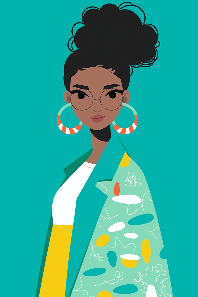 Stylized Illustration of a Fashionable Young Woman