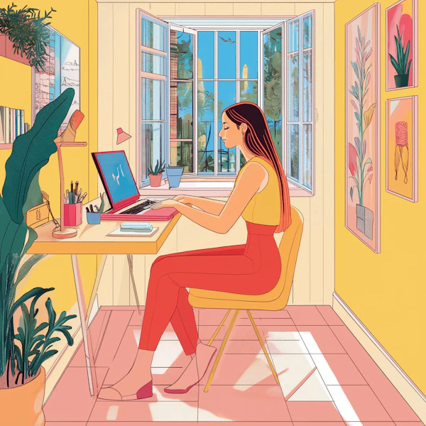 Serene Work Space with Sunlight