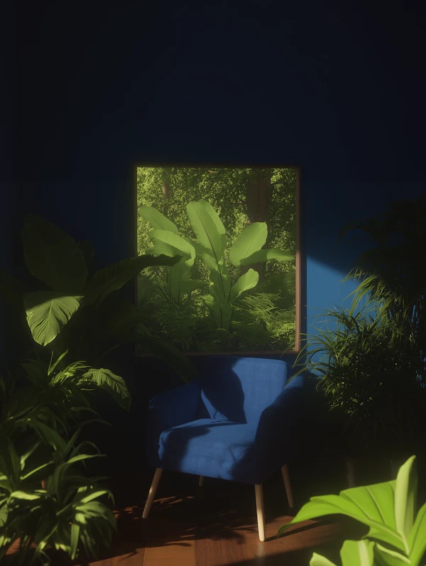 Cozy Blue Armchair Scene