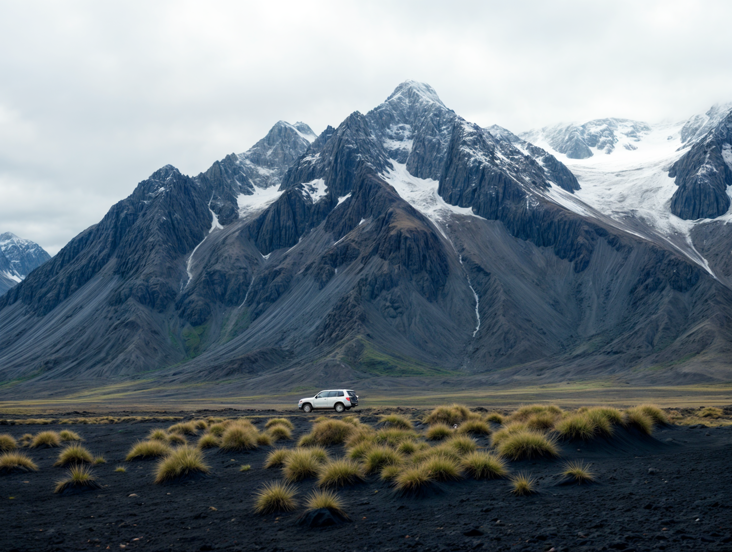 Mountainous Landscape with SUV