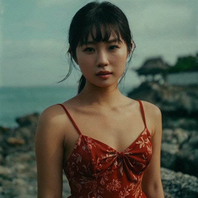 Woman in Red Dress Outdoors