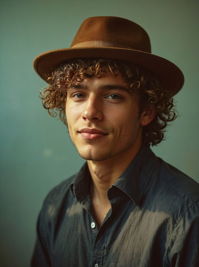 Portrait of a Young Man with Curly Hair