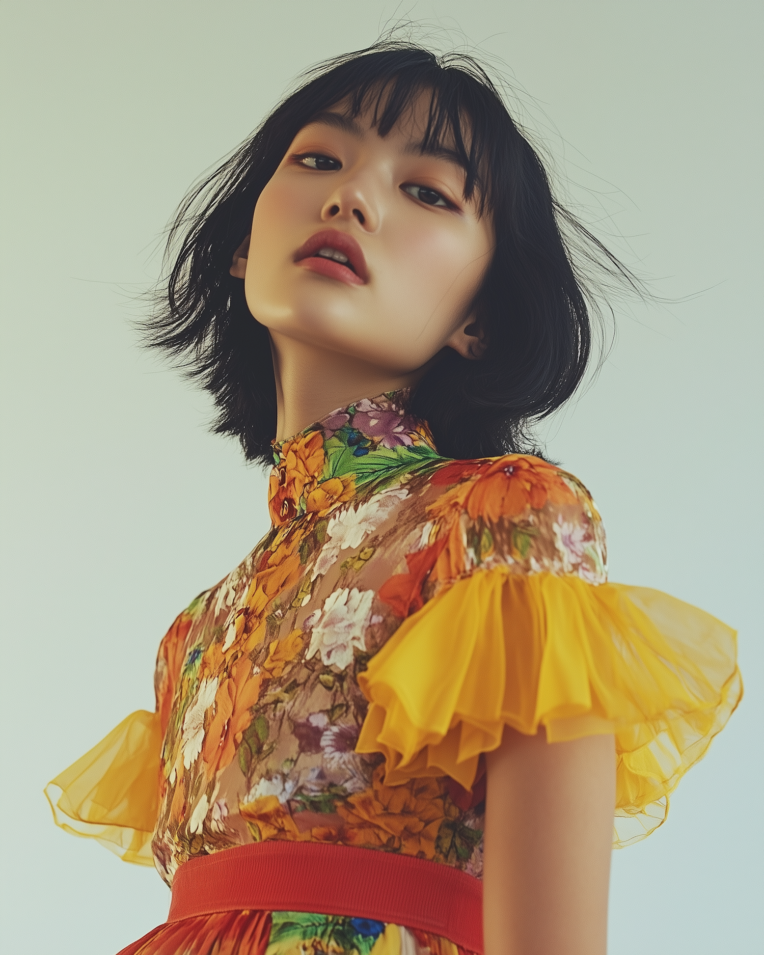 Portrait of a Young Woman in Floral Dress