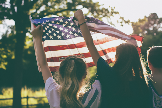 Patriotic Celebration at Sunset