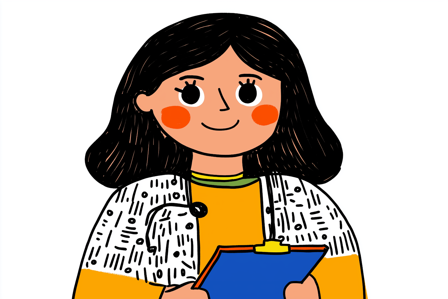 Friendly Professional Woman with Clipboard Illustration