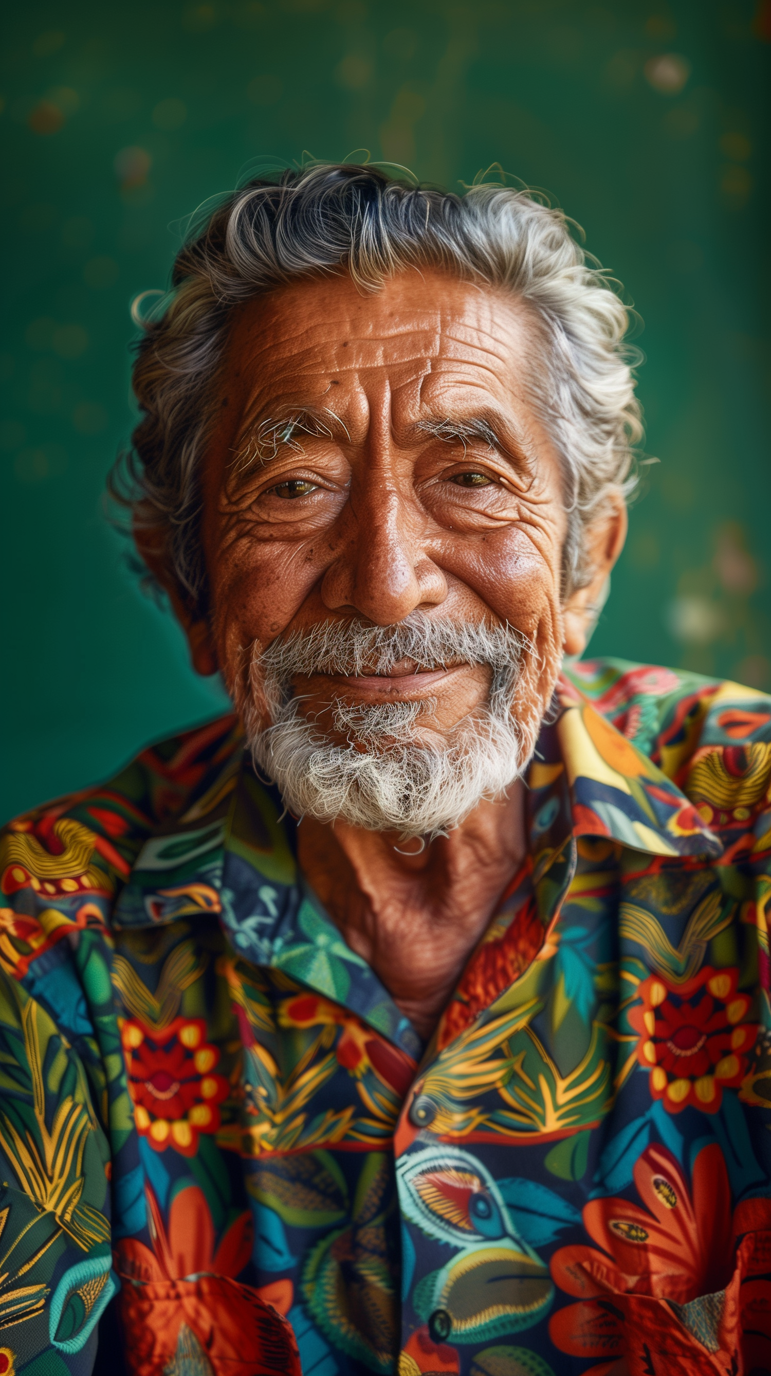 Elderly Man with Expressive Face and Colorful Shirt