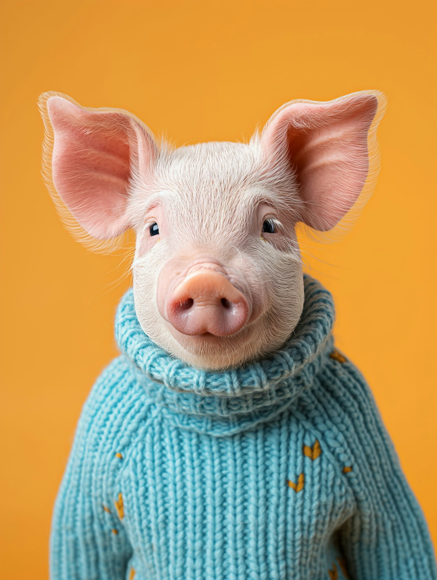 Charming Pig in Teal Sweater