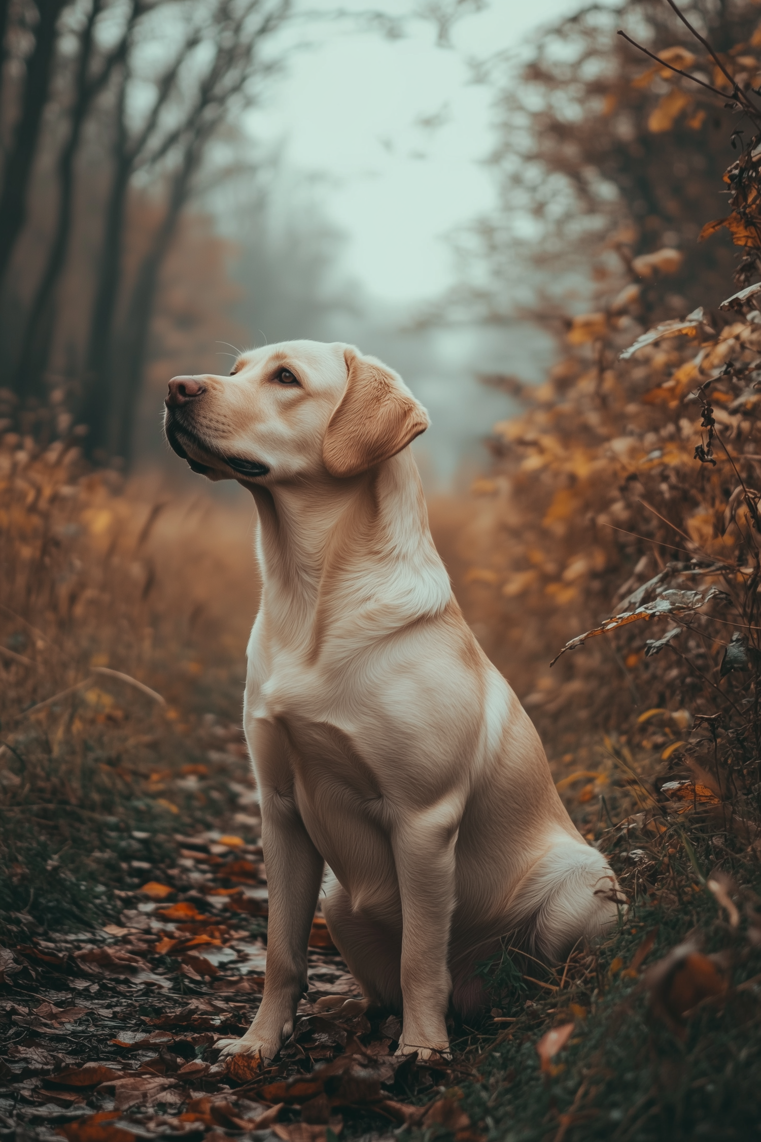 Labrador Retriever in Autumn Forest