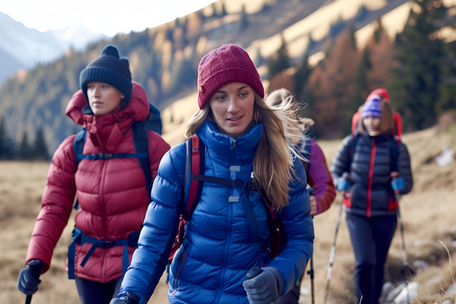 Hikers in Mountainous Landscape