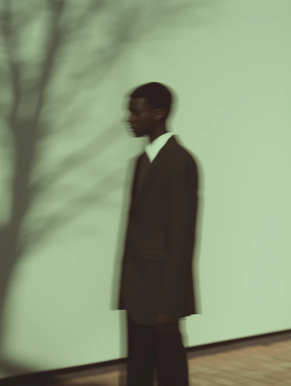 Person in Motion Against Green Background