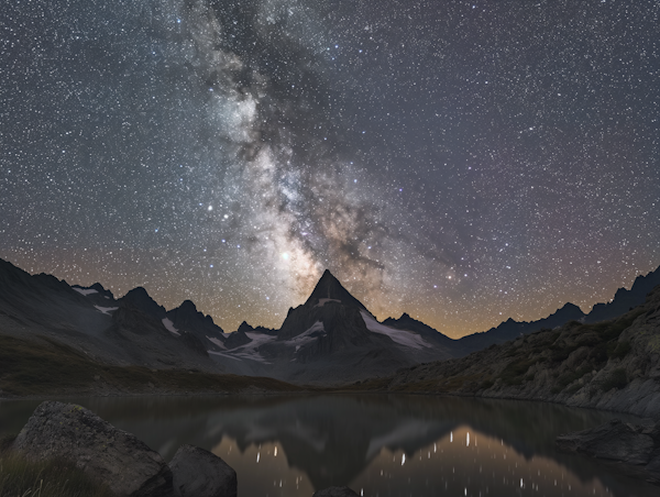 Starry Night over Mountainous Landscape