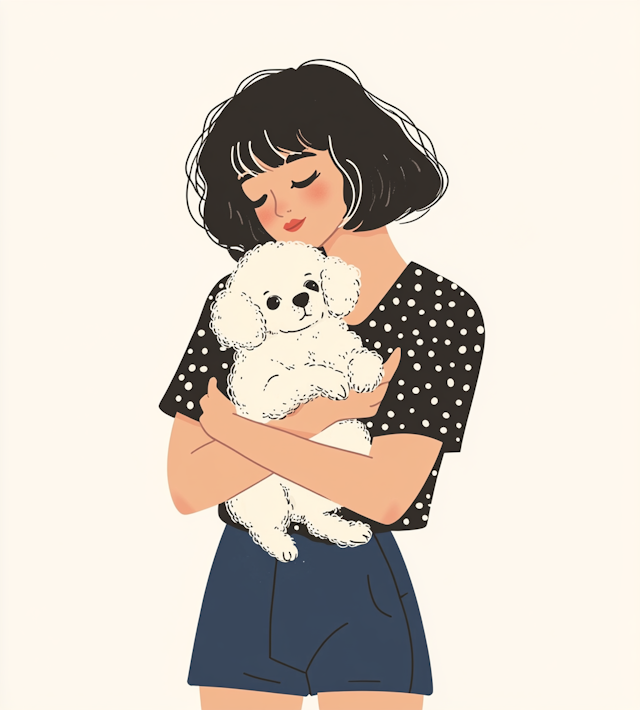 Affectionate Embrace Between Woman and Dog