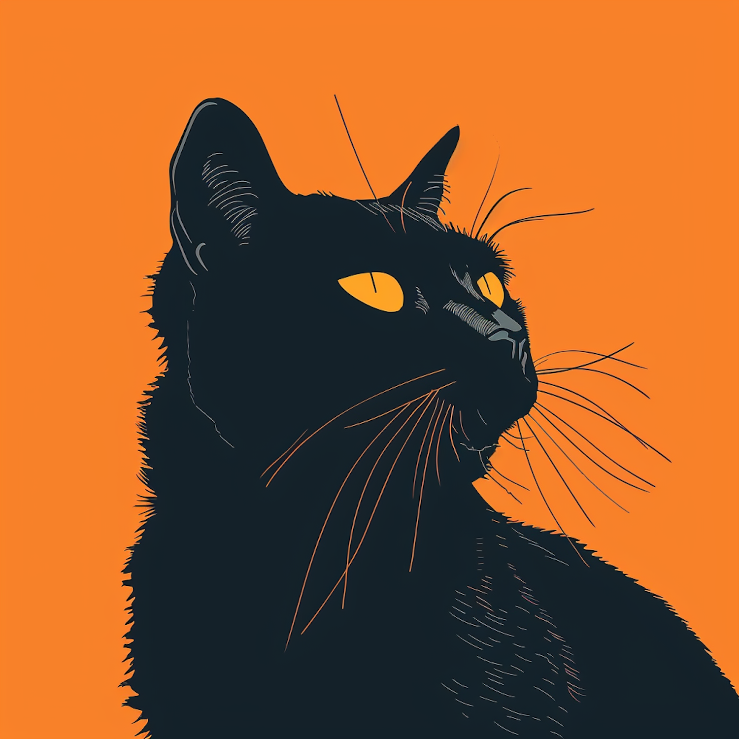 Striking Black Cat Illustration