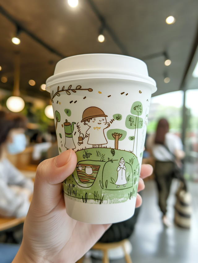 Whimsical Illustrated Coffee Cup