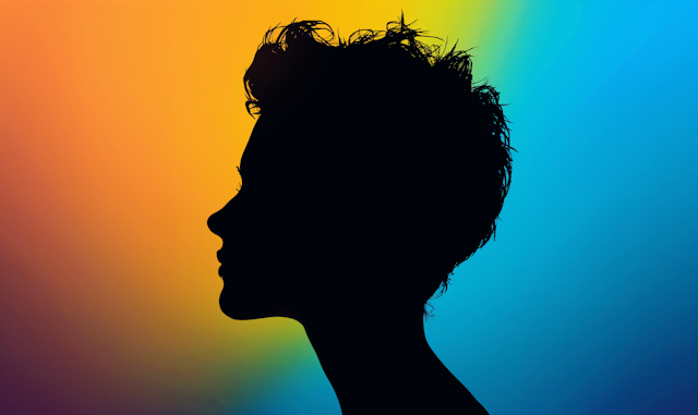 Silhouette Profile with Gradient Background