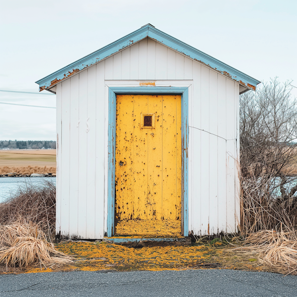 Isolated Structure with Yellow Door