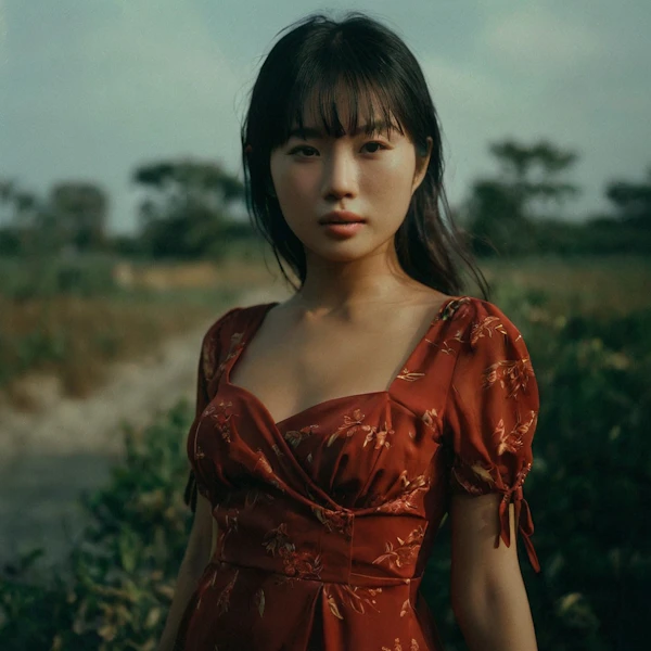 Woman in Red Dress Outdoors