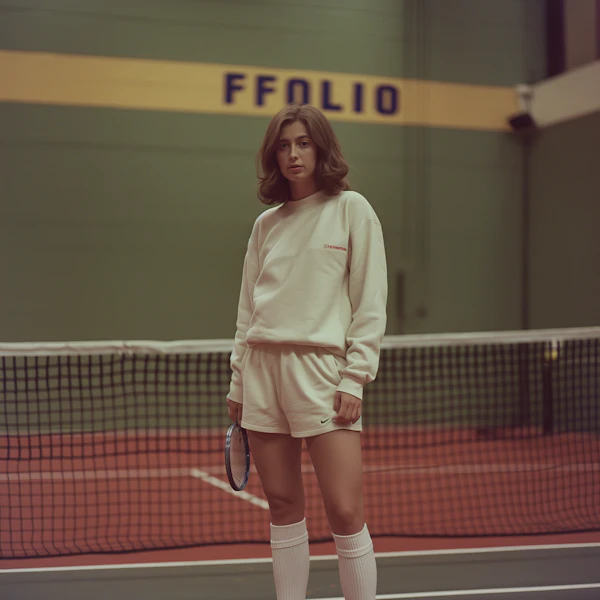 Young Woman at Tennis Court