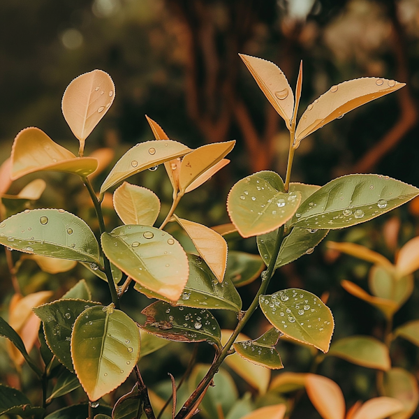 Tranquil Greenery with Water Droplets