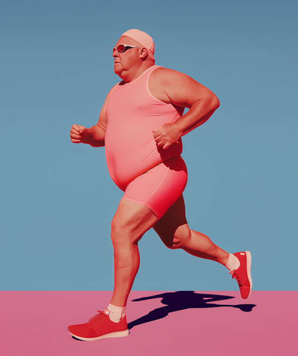 Dynamic Running Pose in Bold Colors