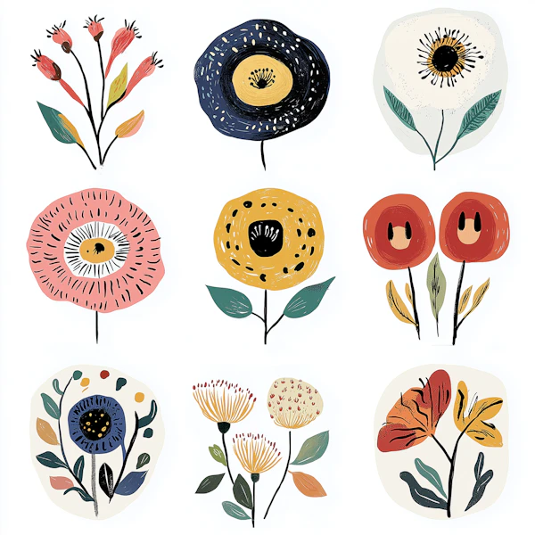 Stylized Floral Grid